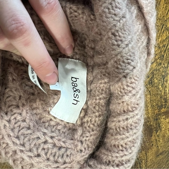 Ba&sh Emera Sweater Turtleneck Alpaca Mohair Blend Chunky Knit Oversized, Camel - Picture 12 of 14